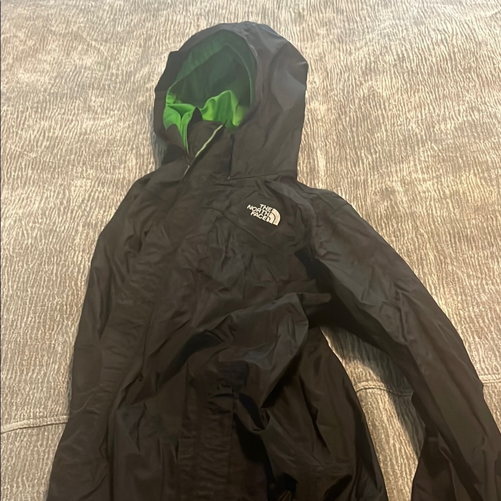 The North Face Black Rain Jacket with Lime Green Lining